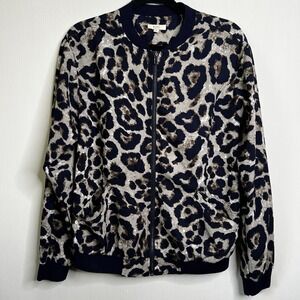 KORI AMERICA Jacket Women's Small Cheetah Print Full Zip Pockets Lightweight Top